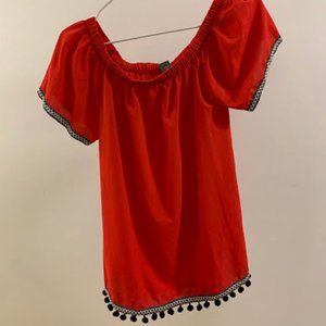 Off the Shoulder Bright Red Shirt